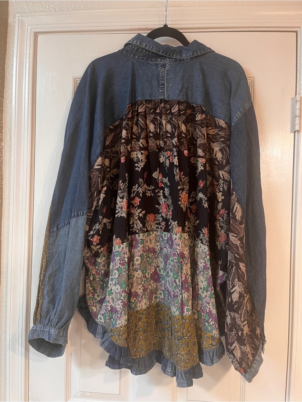 NWT Young Threads Patchwork Denim Jacket/shirt - Multicolor - Picture 9 of 10